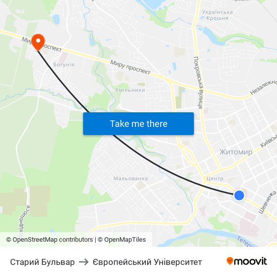 Старий Бульвар to Європейський Університет map