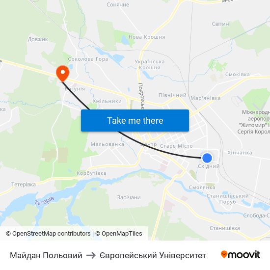 Майдан Польовий to Європейський Університет map