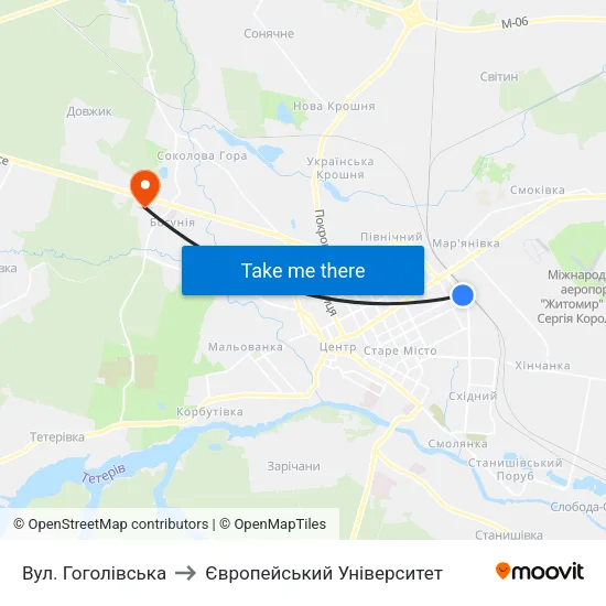 Вул. Гоголівська to Європейський Університет map