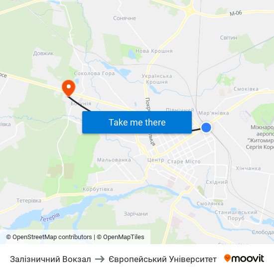 Залізничний Вокзал to Європейський Університет map