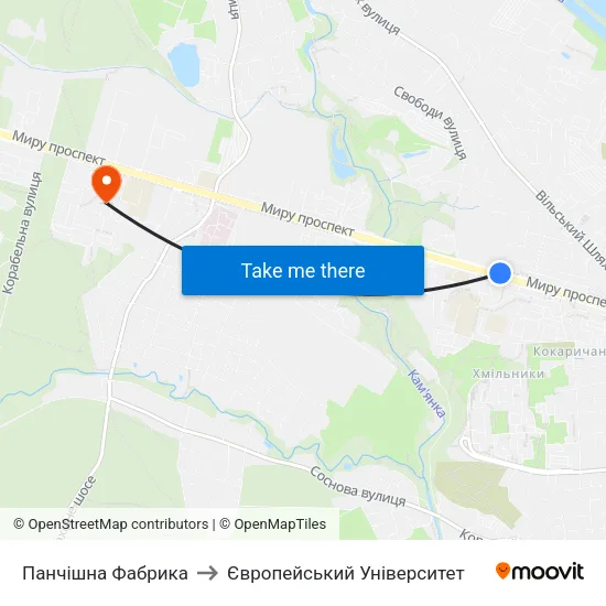 Панчішна Фабрика to Європейський Університет map