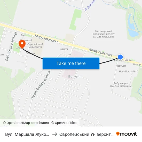 Вул. Маршала Жукова to Європейський Університет map