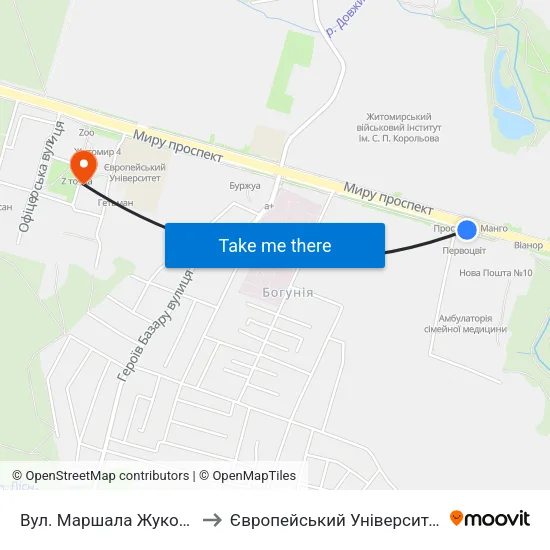 Вул. Маршала Жукова to Європейський Університет map