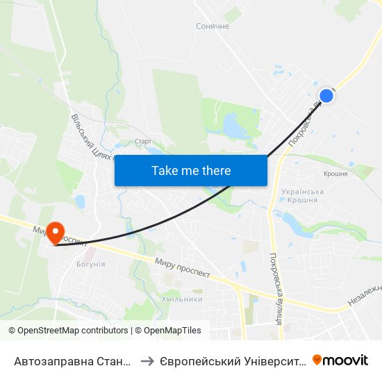 Автозаправна Станція to Європейський Університет map