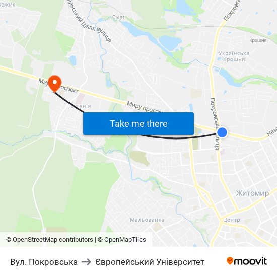 Вул. Покровська to Європейський Університет map