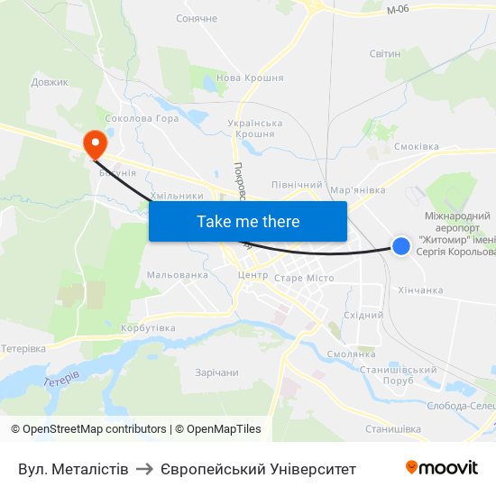 Вул. Металістів to Європейський Університет map