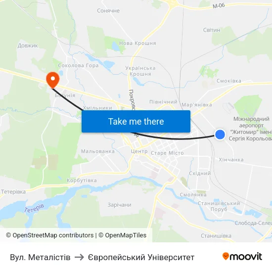 Вул. Металістів to Європейський Університет map