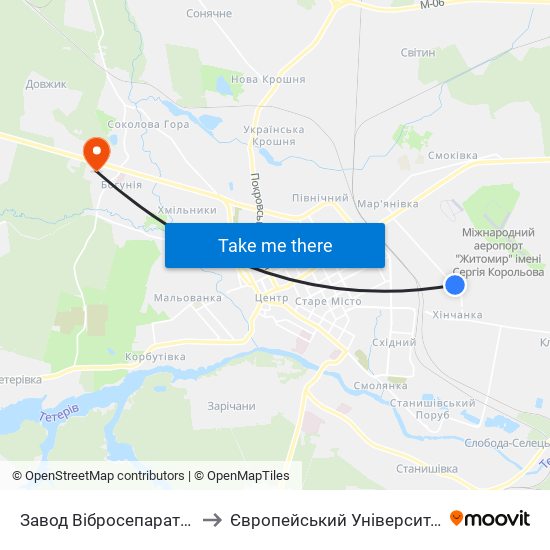 Завод Вібросепаратор to Європейський Університет map