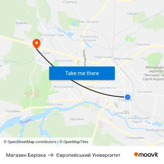 Магазин Берізка to Європейський Університет map