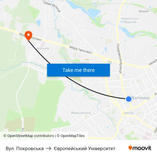 Вул. Покровська to Європейський Університет map