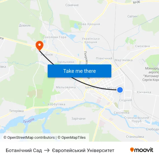 Ботанічний Сад to Європейський Університет map