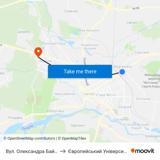 Вул. Олександра Байка to Європейський Університет map