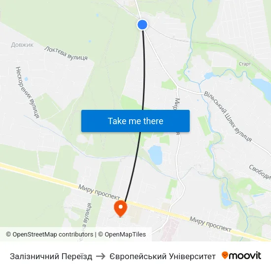 Залізничний Переїзд to Європейський Університет map