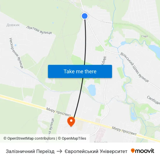 Залізничний Переїзд to Європейський Університет map