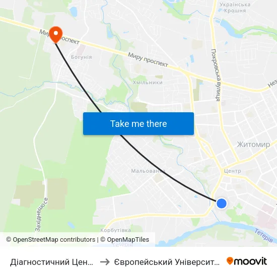 Діагностичний Центр to Європейський Університет map