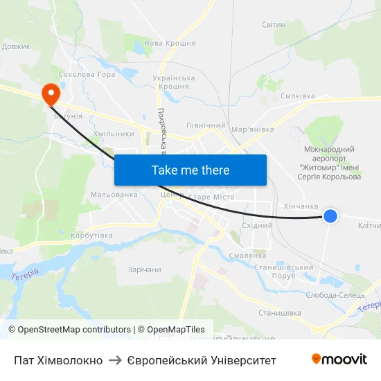 Пат Хімволокно to Європейський Університет map