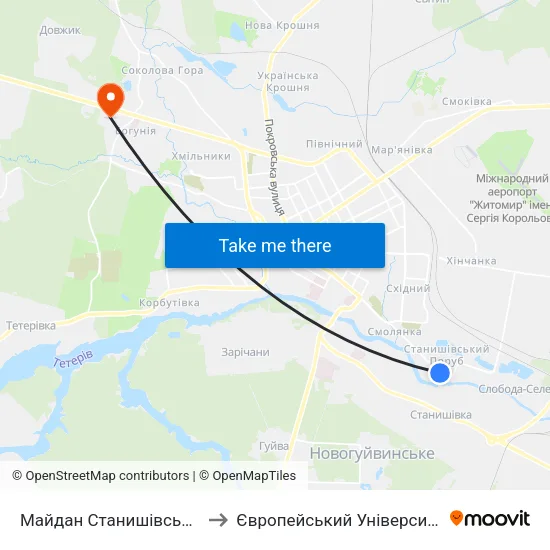 Майдан Станишівський to Європейський Університет map