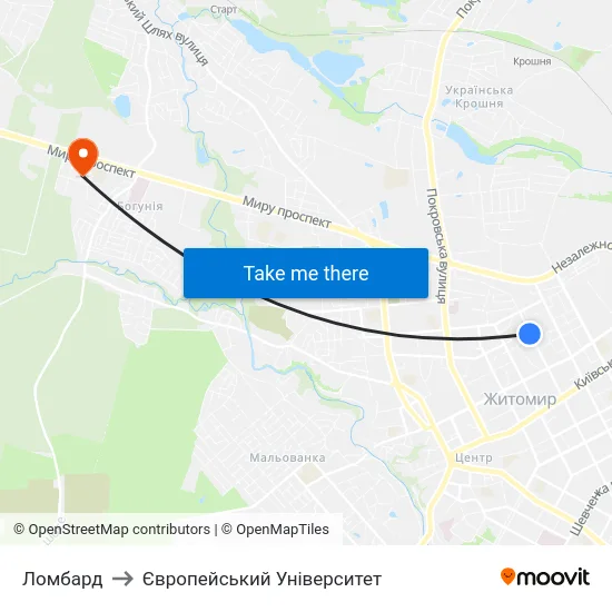 Ломбард to Європейський Університет map