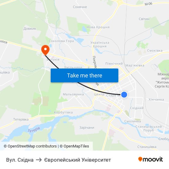 Вул. Східна to Європейський Університет map