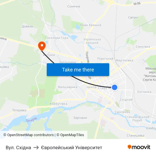 Вул. Східна to Європейський Університет map