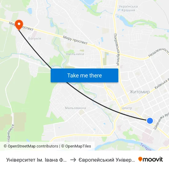 Університет Ім. Івана Франка to Європейський Університет map