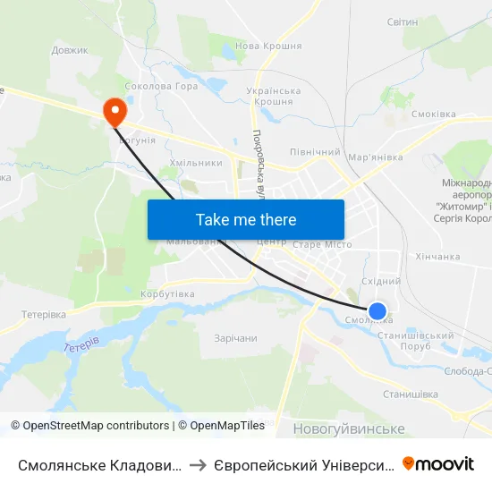 Смолянське Кладовище to Європейський Університет map