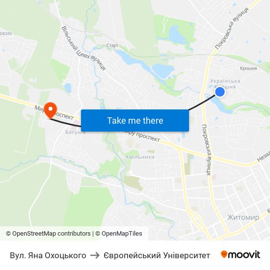 Вул. Яна Охоцького to Європейський Університет map