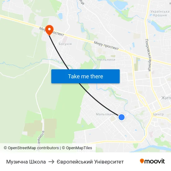 Музична Школа to Європейський Університет map
