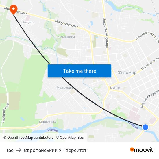 Тес to Європейський Університет map