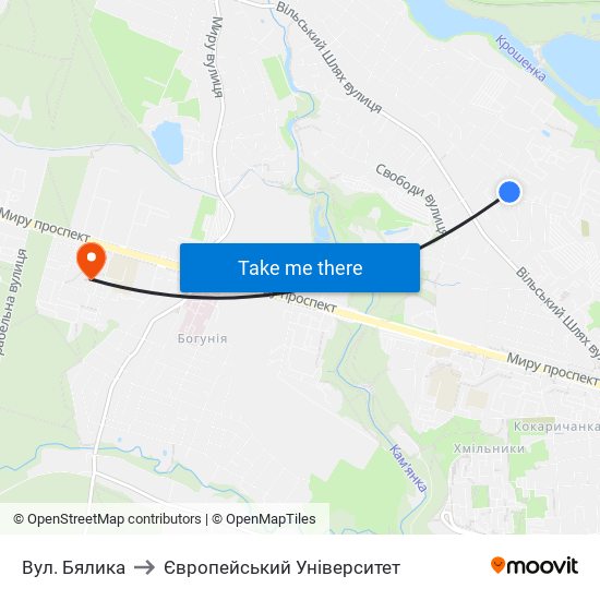 Вул. Бялика to Європейський Університет map