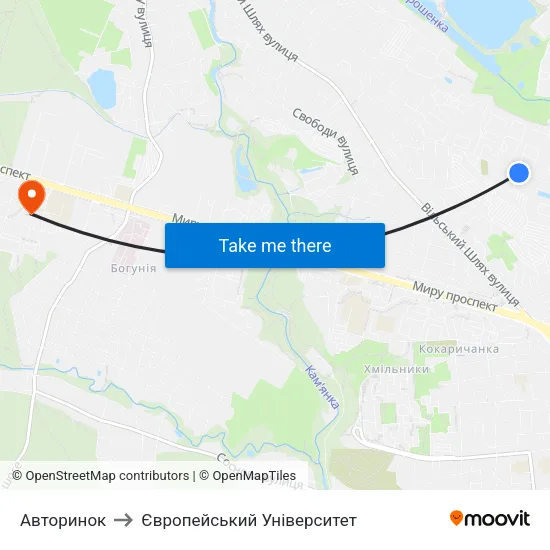 Авторинок to Європейський Університет map