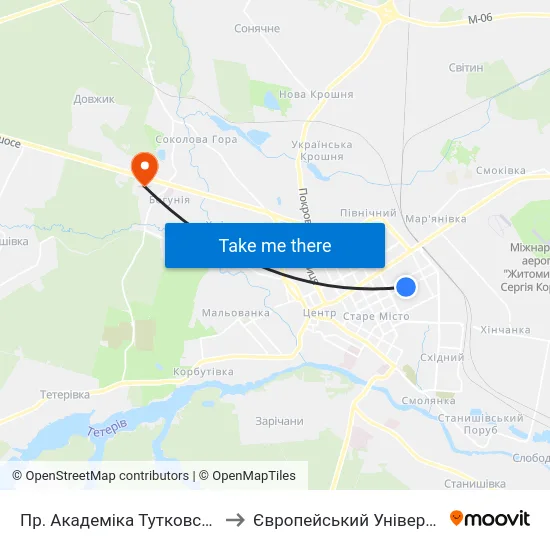Пр. Академіка Тутковського to Європейський Університет map