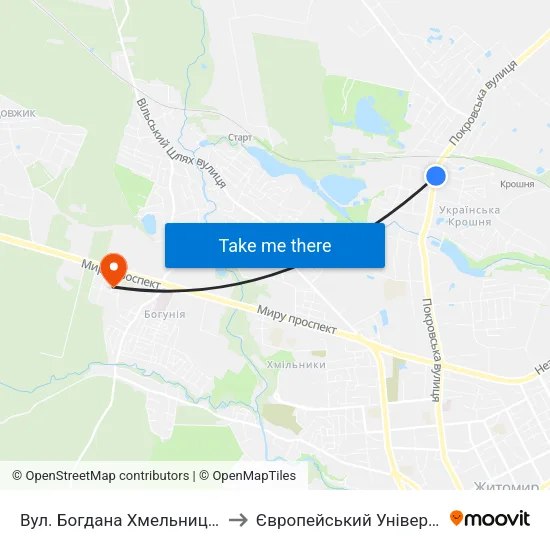 Вул. Богдана Хмельницького to Європейський Університет map