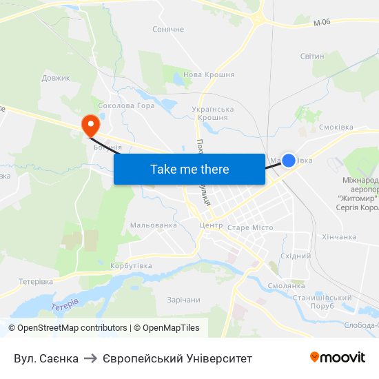 Вул. Саєнка to Європейський Університет map