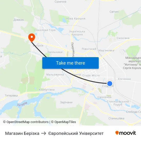 Магазин Берізка to Європейський Університет map