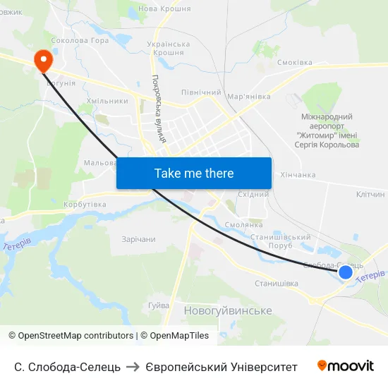 С. Слобода-Селець to Європейський Університет map