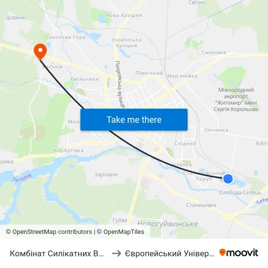 Комбінат Силікатних Виробів to Європейський Університет map