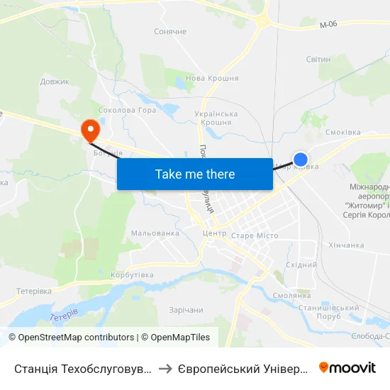 Станція Техобслуговування to Європейський Університет map
