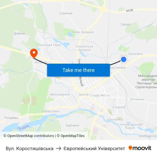 Вул. Коростишівська to Європейський Університет map