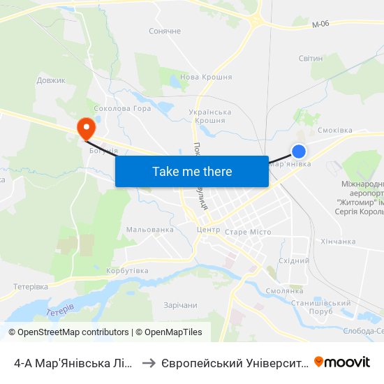 4-А Мар'Янівська Лінія to Європейський Університет map