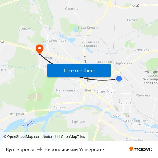 Вул. Бородія to Європейський Університет map