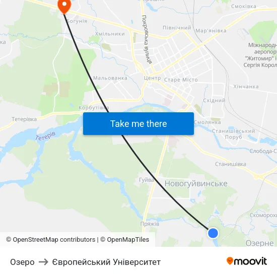 Озеро to Європейський Університет map