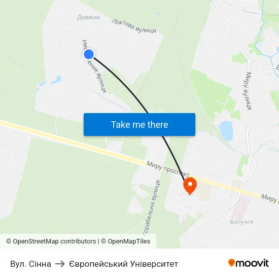 Вул. Сінна to Європейський Університет map
