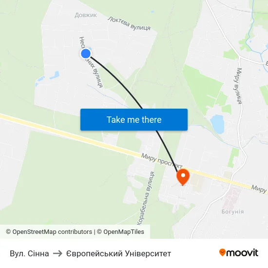 Вул. Сінна to Європейський Університет map