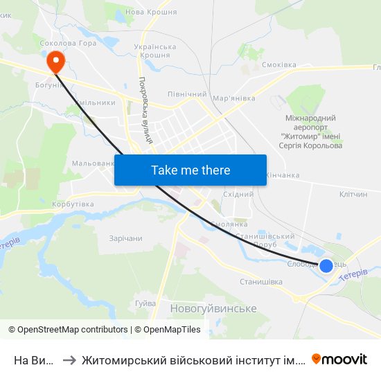 На Вимогу to Житомирський військовий інститут ім. С.П.Корольова map