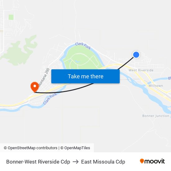 Bonner-West Riverside Cdp to East Missoula Cdp map