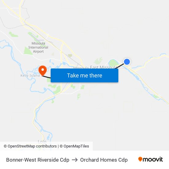 Bonner-West Riverside Cdp to Orchard Homes Cdp map