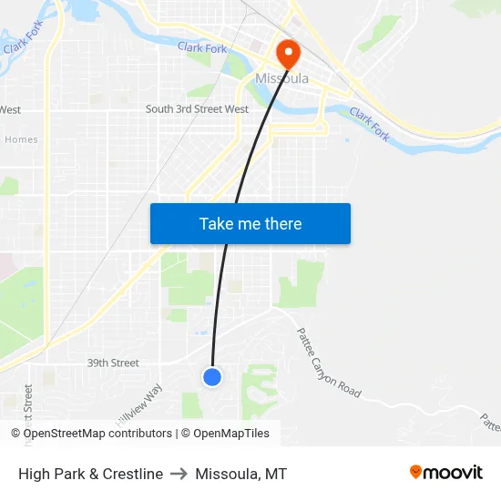 High Park & Crestline to Missoula, MT map