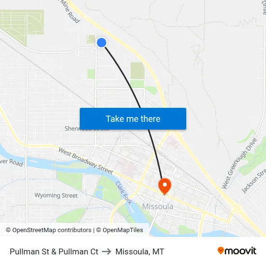 Pullman St & Pullman Ct to Missoula, MT map