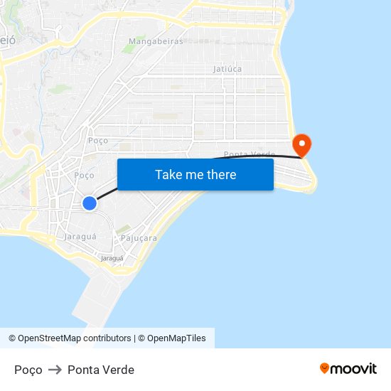 Poço to Ponta Verde map